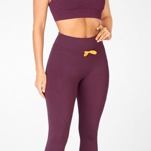Fabletics Set - Long Line Sports Bra + High-Waisted Paneled Leggings - Burgundy